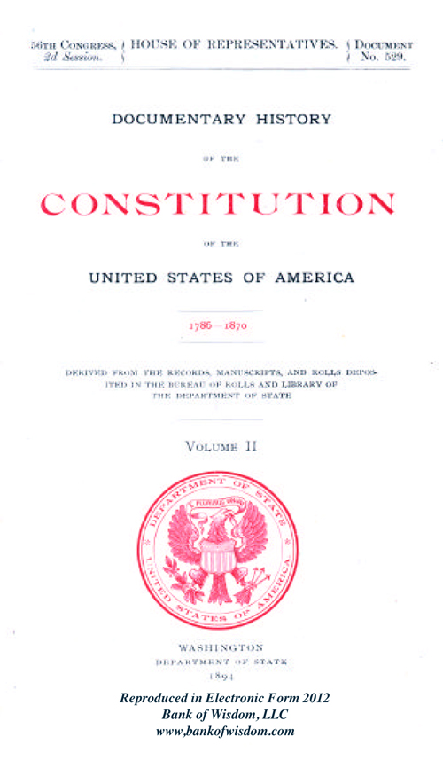 Documentary History of the Constitution of the U.S.A. - Vol. 2